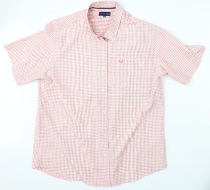 Lincoln Mens Red Check Polyester  Polo Size XL Collared