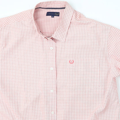 Lincoln Mens Red Check Polyester  Polo Size XL Collared