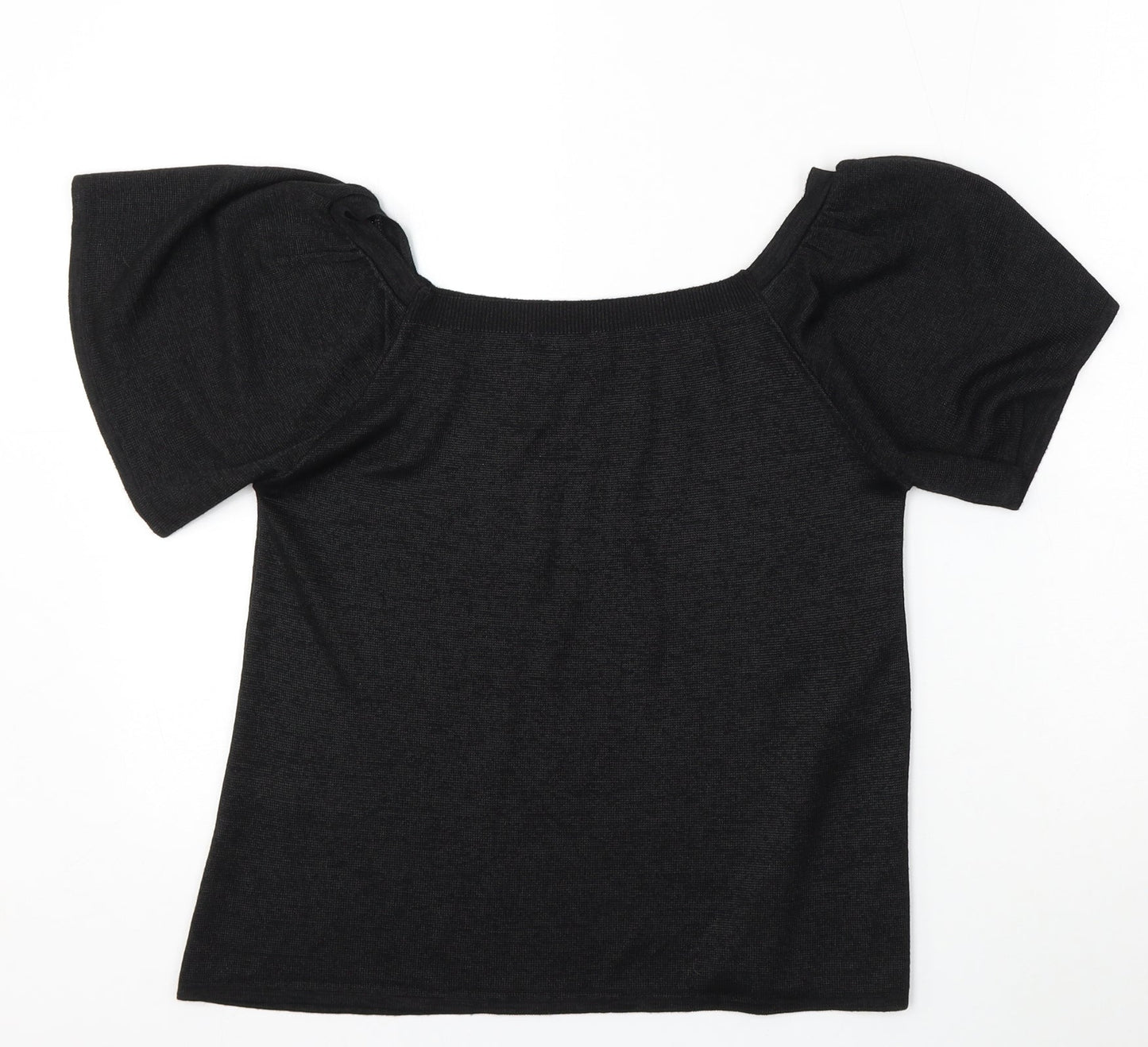 TU Womens Black Round Neck  Polyester Pullover Jumper Size 12