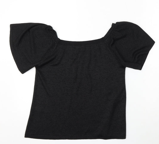 TU Womens Black Round Neck  Polyester Pullover Jumper Size 12