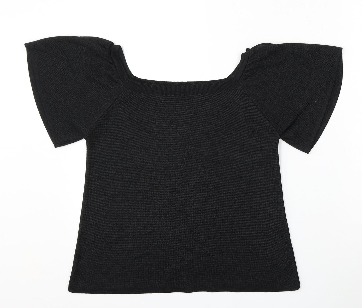 TU Womens Black Round Neck  Polyester Pullover Jumper Size 12