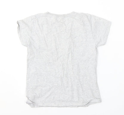 George Girls Grey  Cotton Basic T-Shirt Size 9-10 Years Round Neck