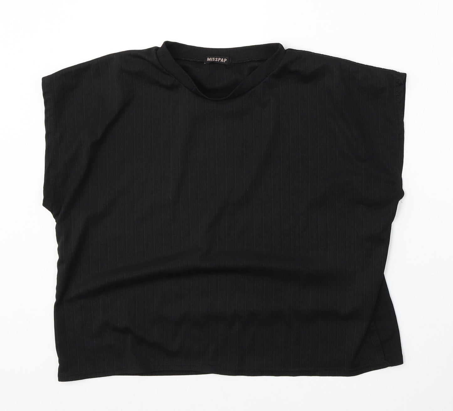 Misspap Womens Black Round Neck  Polyester Vest Jumper Size S