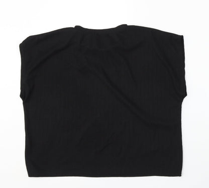 Misspap Womens Black Round Neck  Polyester Vest Jumper Size S