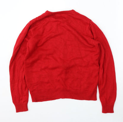 Cedar Wood State Mens Red Round Neck  Acrylic Pullover Jumper Size M