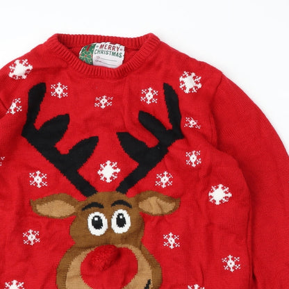 Cedar Wood State Mens Red Round Neck  Acrylic Pullover Jumper Size M