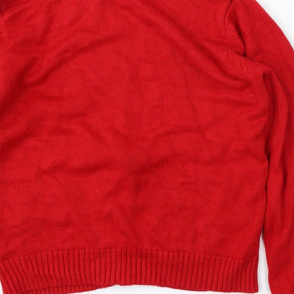 Cedar Wood State Mens Red Round Neck  Acrylic Pullover Jumper Size M