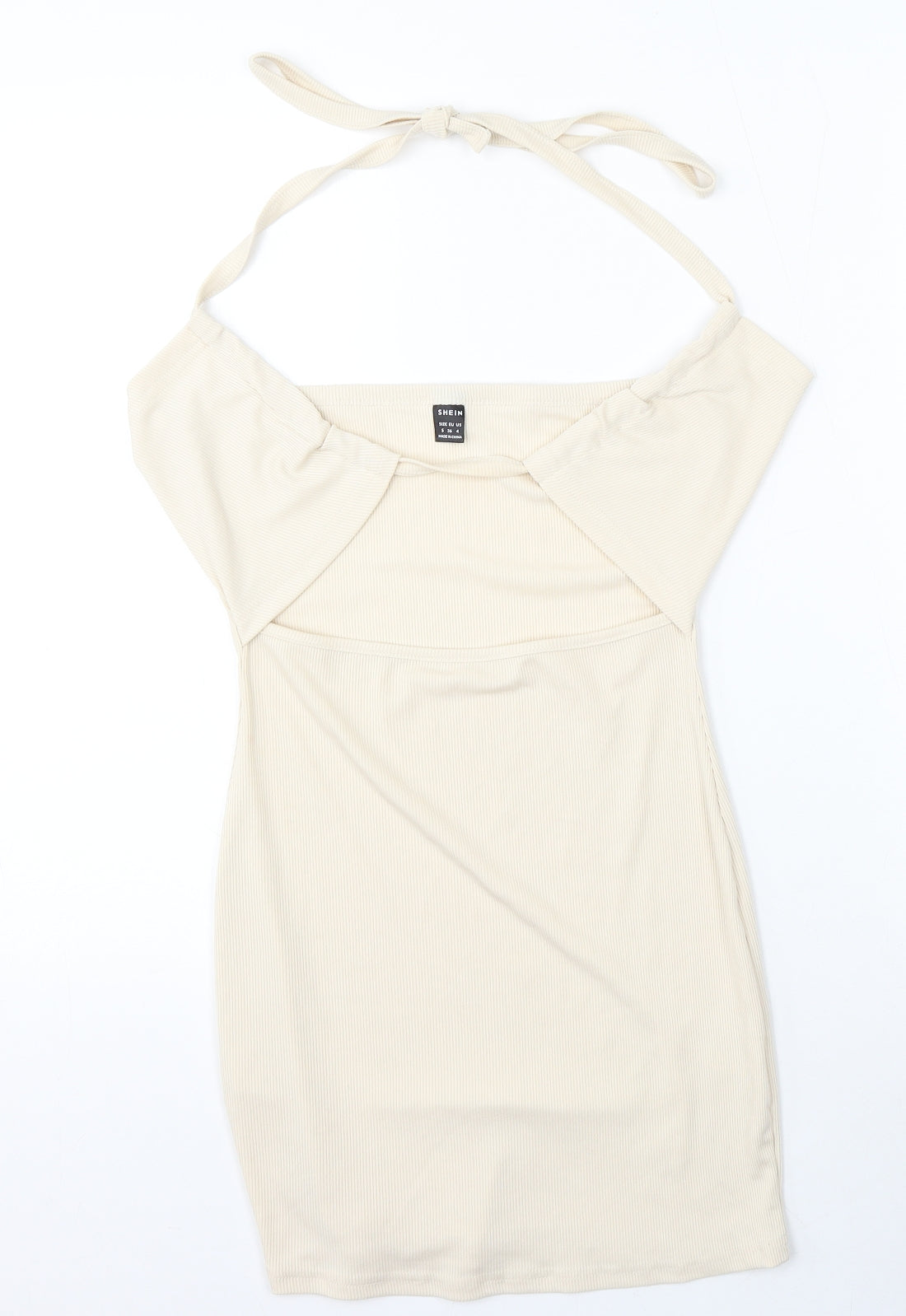 SheIn Womens Beige  Polyester Bodycon  Size S  Square Neck