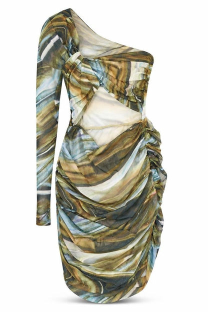 PRETTYLITTLETHING Womens Multicoloured Geometric Polyester Sheath  Size 8  Round Neck