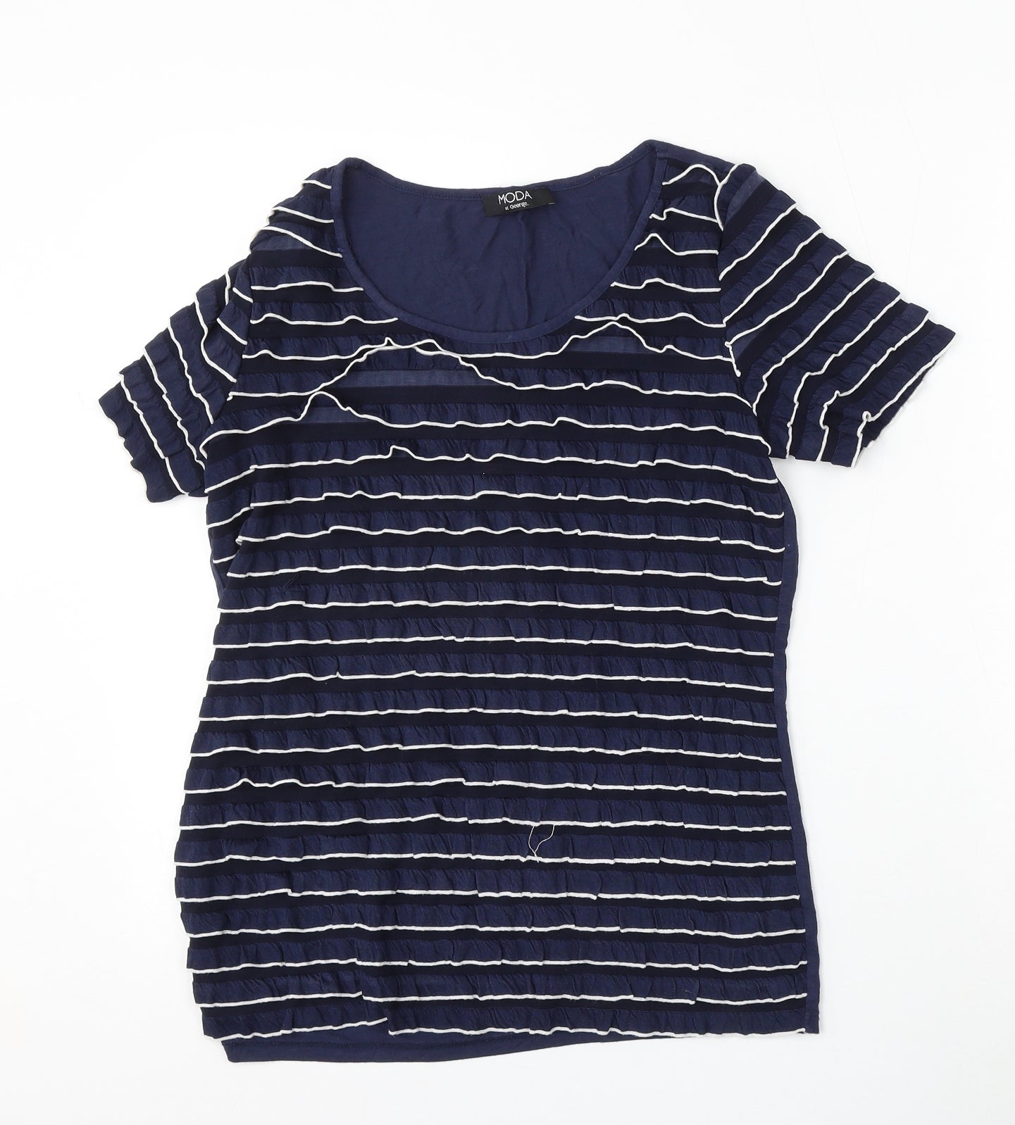 George Womens Blue  Polyester Basic T-Shirt Size 14 Round Neck