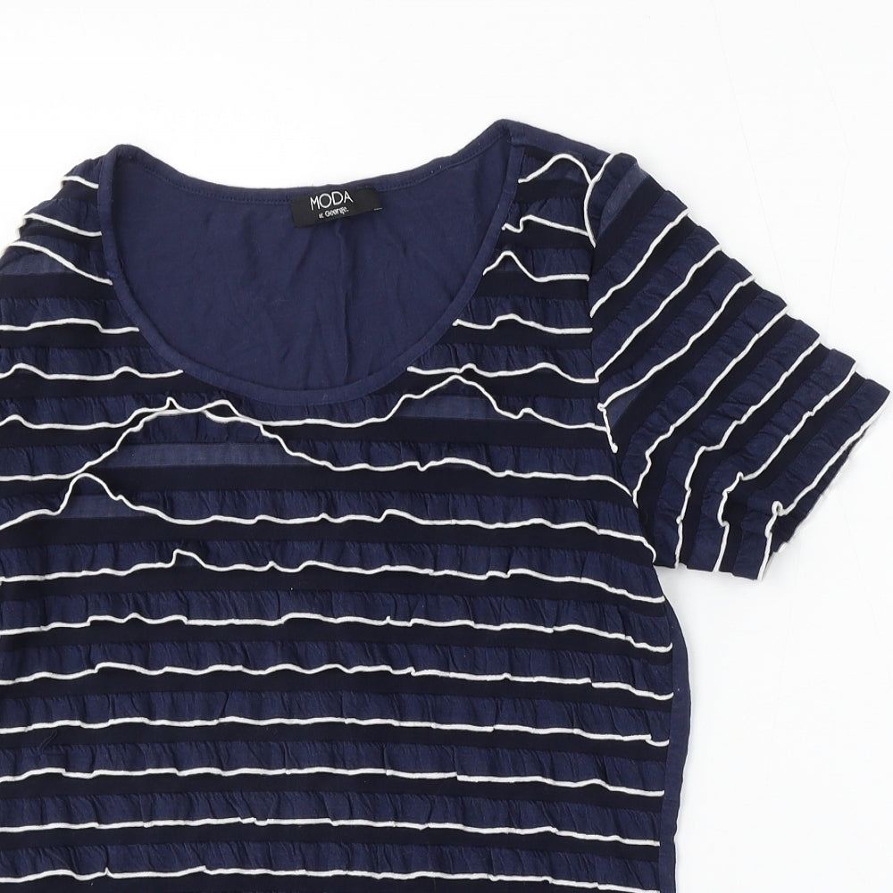 George Womens Blue  Polyester Basic T-Shirt Size 14 Round Neck