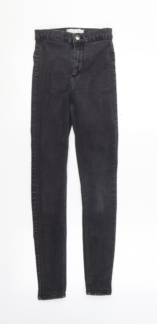 Topshop Womens Black  Cotton Skinny Jeans Size 25 in L32 in Regular