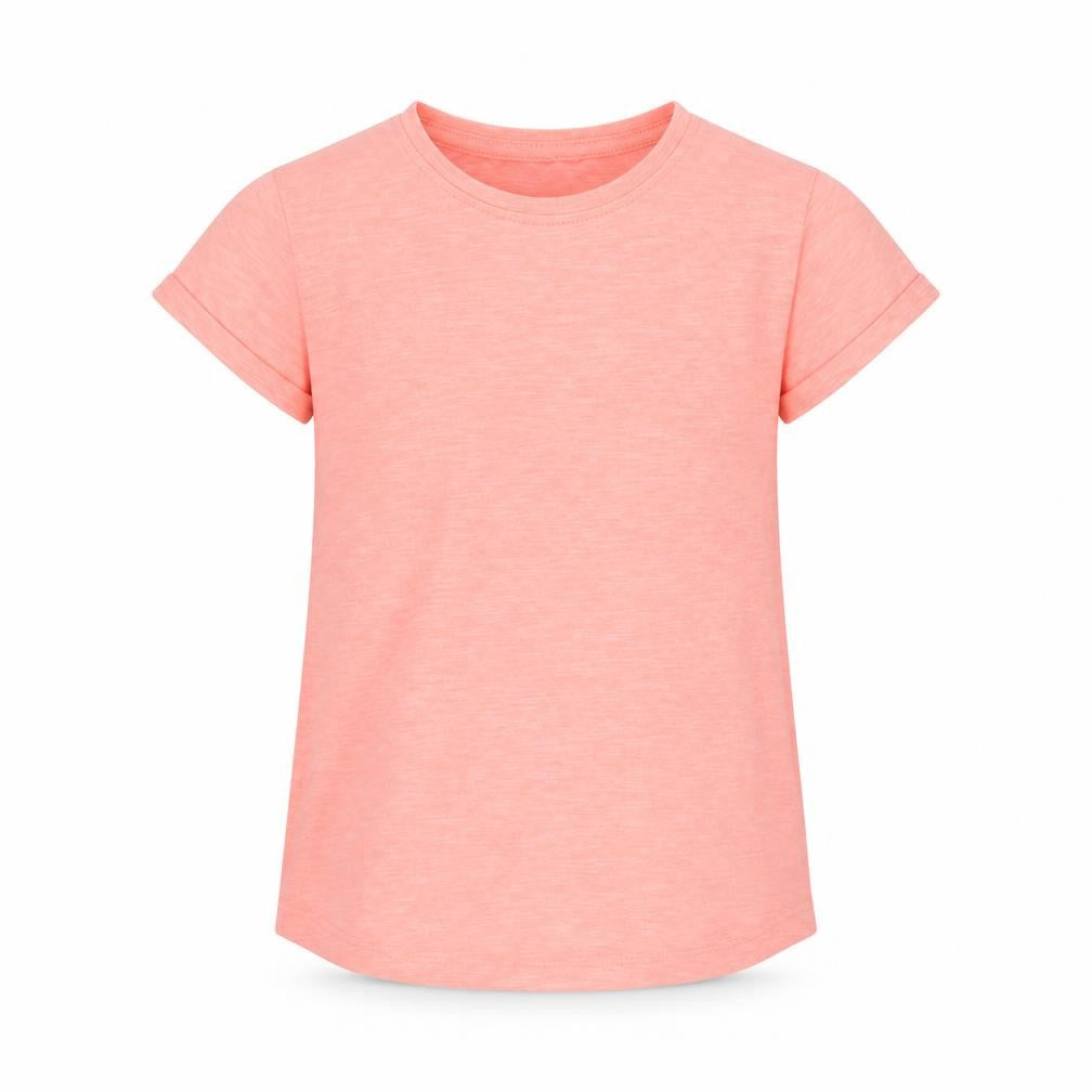 Dunnes Girls Pink  Polyester Basic T-Shirt Size 5-6 Years Round Neck