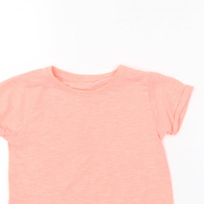 Dunnes Stores Girls Pink  Polyester Basic T-Shirt Size 5-6 Years Round Neck
