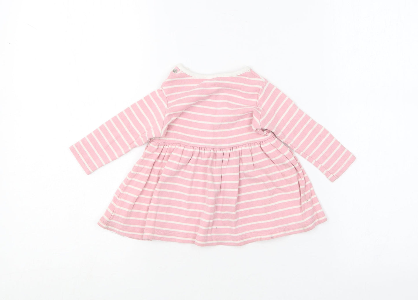 NEXT Girls Pink Striped Cotton Skater Dress  Size 3-6 Months  Round Neck