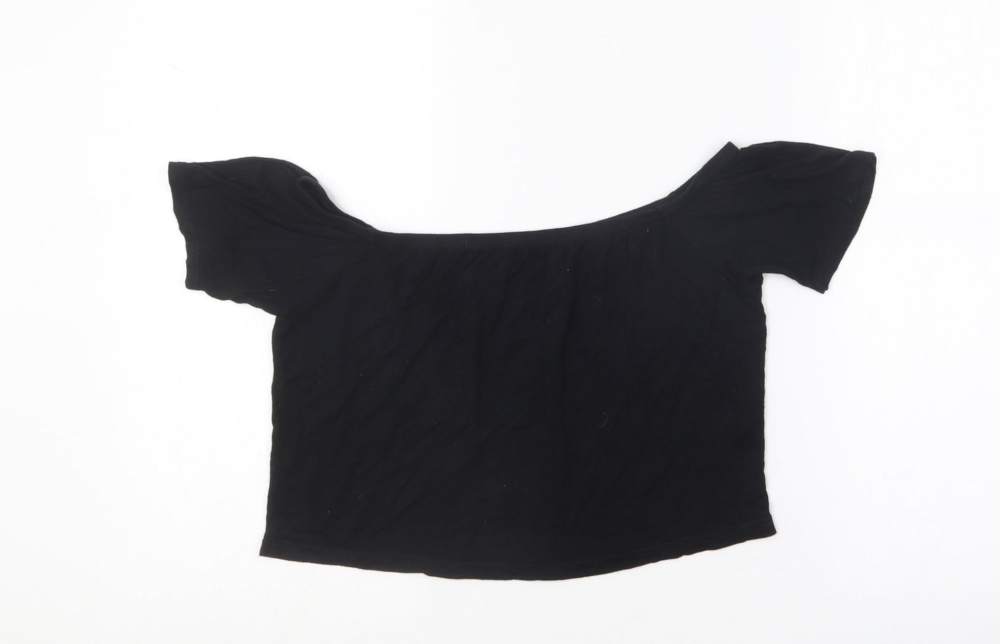 Womens UK Size 14 PRETTYLITTLETHING Black Cropped T-Shirt