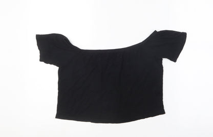 Womens UK Size 14 PRETTYLITTLETHING Black Cropped T-Shirt