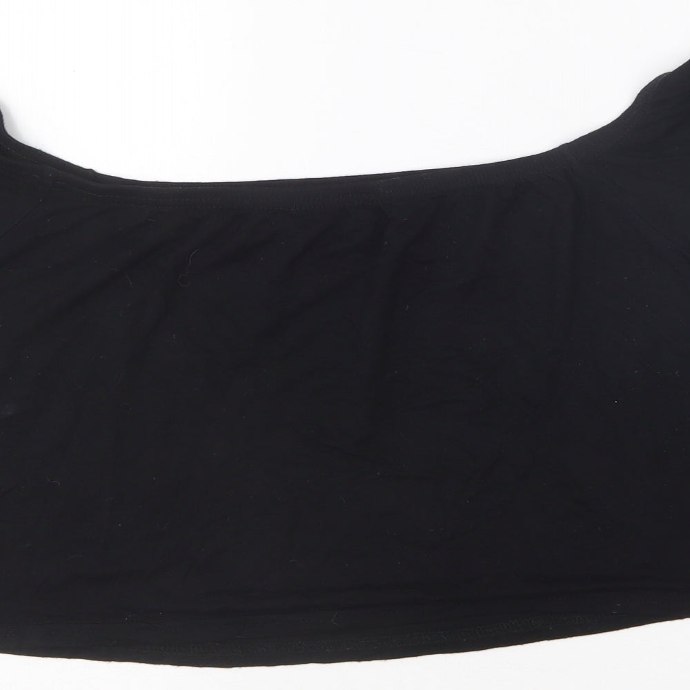 Womens UK Size 14 PRETTYLITTLETHING Black Cropped T-Shirt