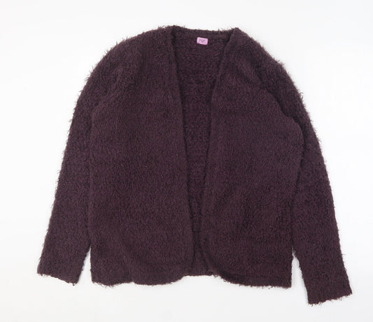 F&F Girls Purple V-Neck  Polyester Cardigan Jumper Size 13-14 Years