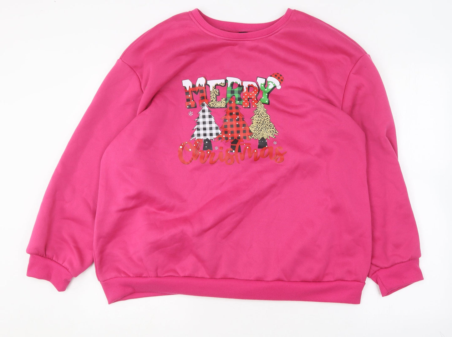 SheIn Womens Pink Round Neck  Polyester Pullover Jumper Size 2XL