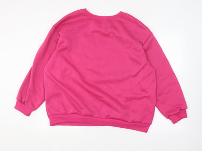 SheIn Womens Pink Round Neck  Polyester Pullover Jumper Size 2XL