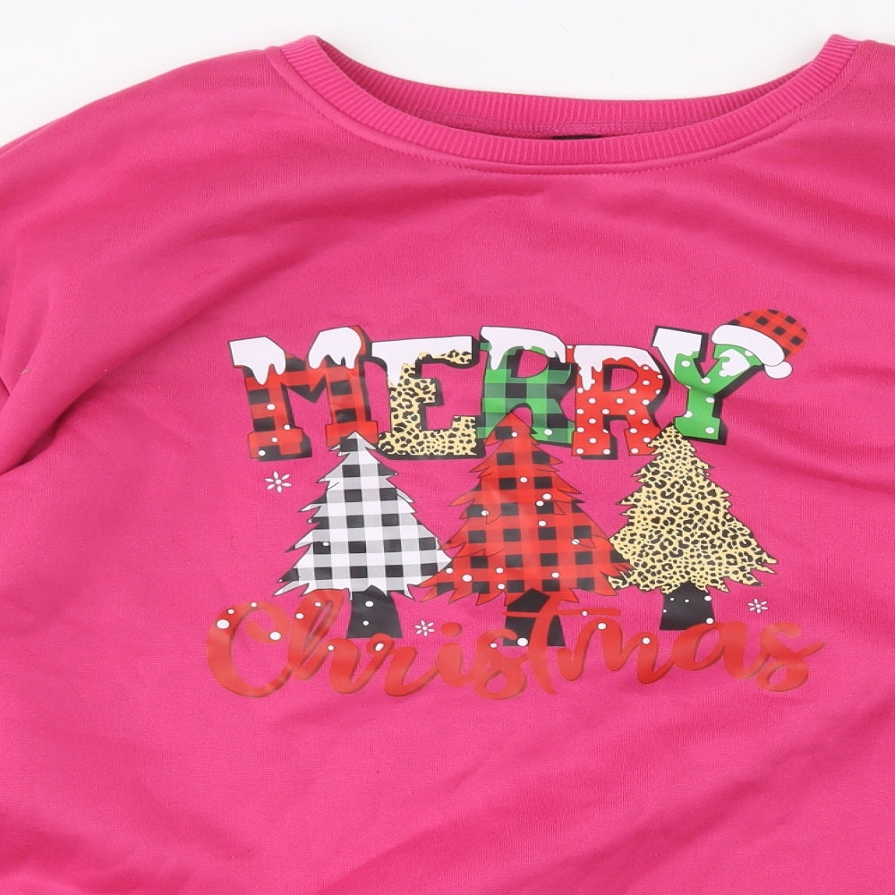 SheIn Womens Pink Round Neck  Polyester Pullover Jumper Size 2XL