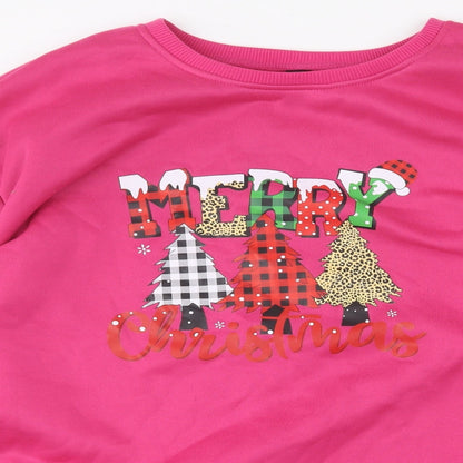 SheIn Womens Pink Round Neck  Polyester Pullover Jumper Size 2XL