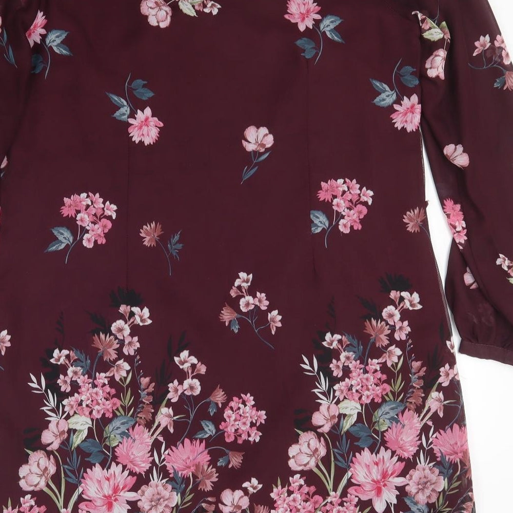 Primark Womens Purple Floral Polyester Shift  Size 12  Round Neck