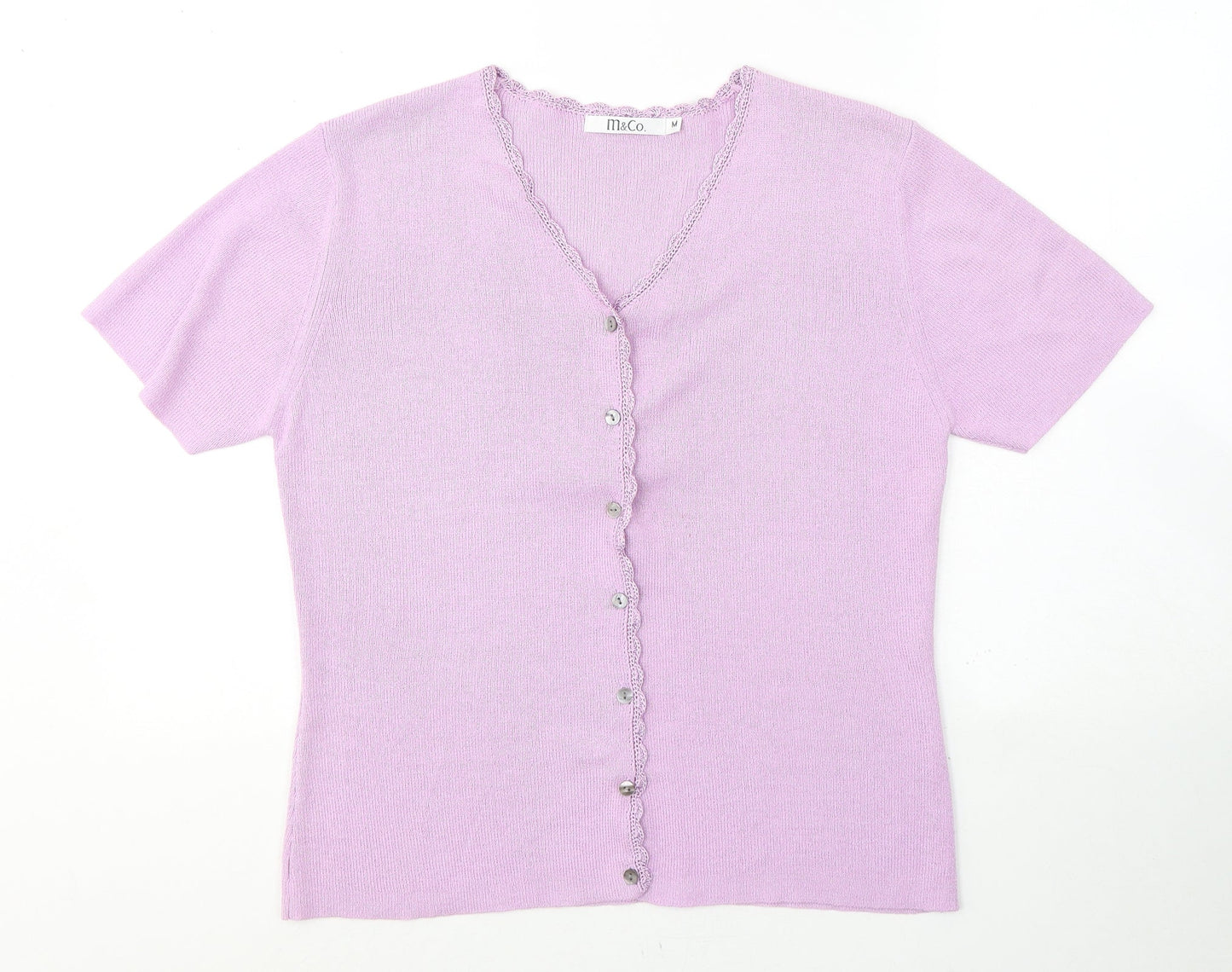 Womens UK Size M M&Co Purple Cardigan Jumper