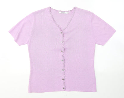 Womens UK Size M M&Co Purple Cardigan Jumper