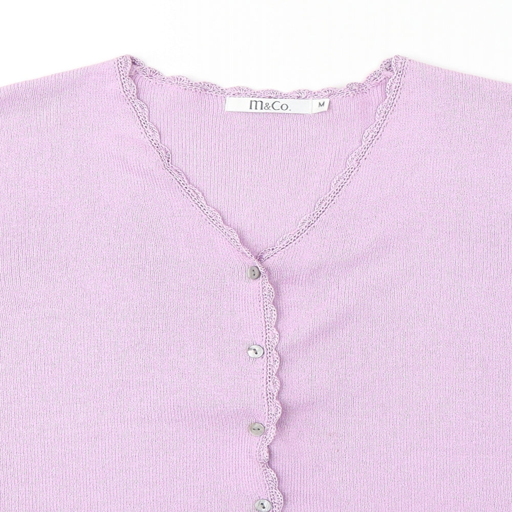 Womens UK Size M M&Co Purple Cardigan Jumper