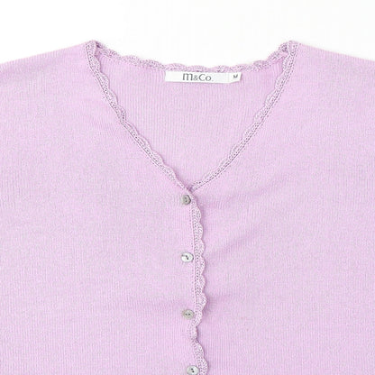 Womens UK Size M M&Co Purple Cardigan Jumper