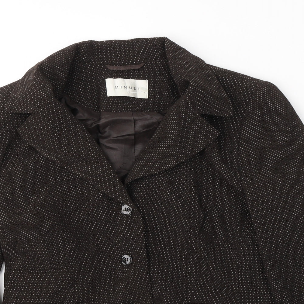 MINUET Womens Brown Polka Dot Wool Jacket Suit Jacket Size 10