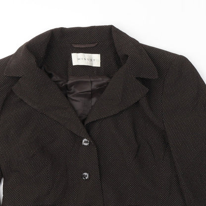 MINUET Womens Brown Polka Dot Wool Jacket Suit Jacket Size 10
