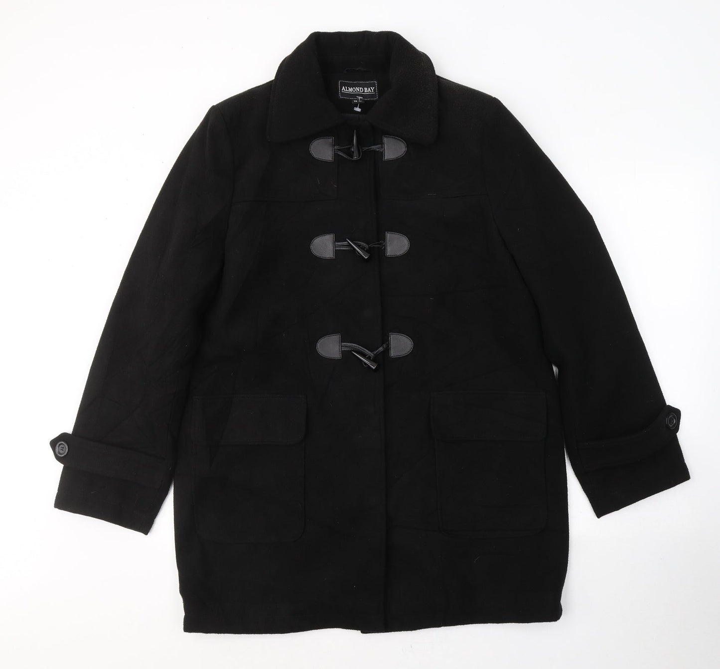 Almond Bay Womens Black   Trench Coat Coat Size 14  Button