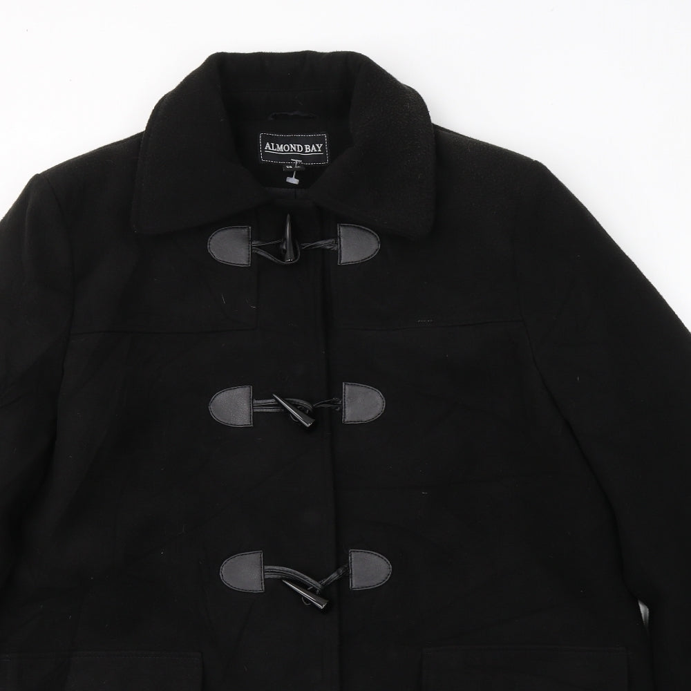 Almond Bay Womens Black   Trench Coat Coat Size 14  Button