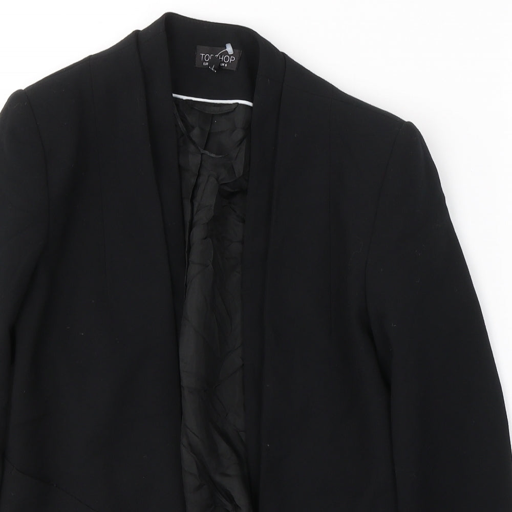 Topshop Womens Black  Polyester Jacket Blazer Size 6   - Open