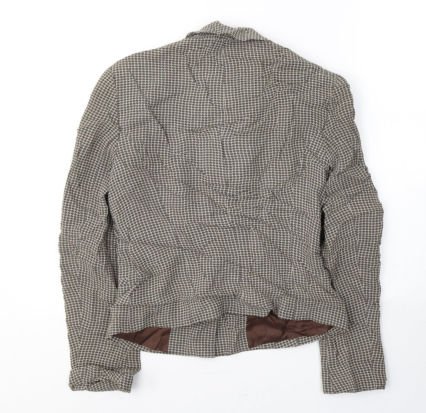 Studio Womens Beige Geometric Viscose Jacket Suit Jacket Size 8