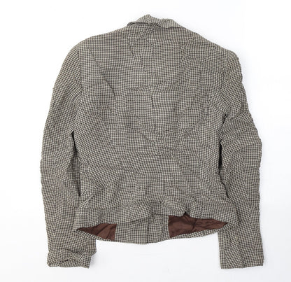 Studio Womens Beige Geometric Viscose Jacket Suit Jacket Size 8