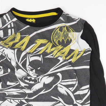 Primark Boys Black  Polyester Ringer T-Shirt Size 10-11 Years Crew Neck Pullover - Batman