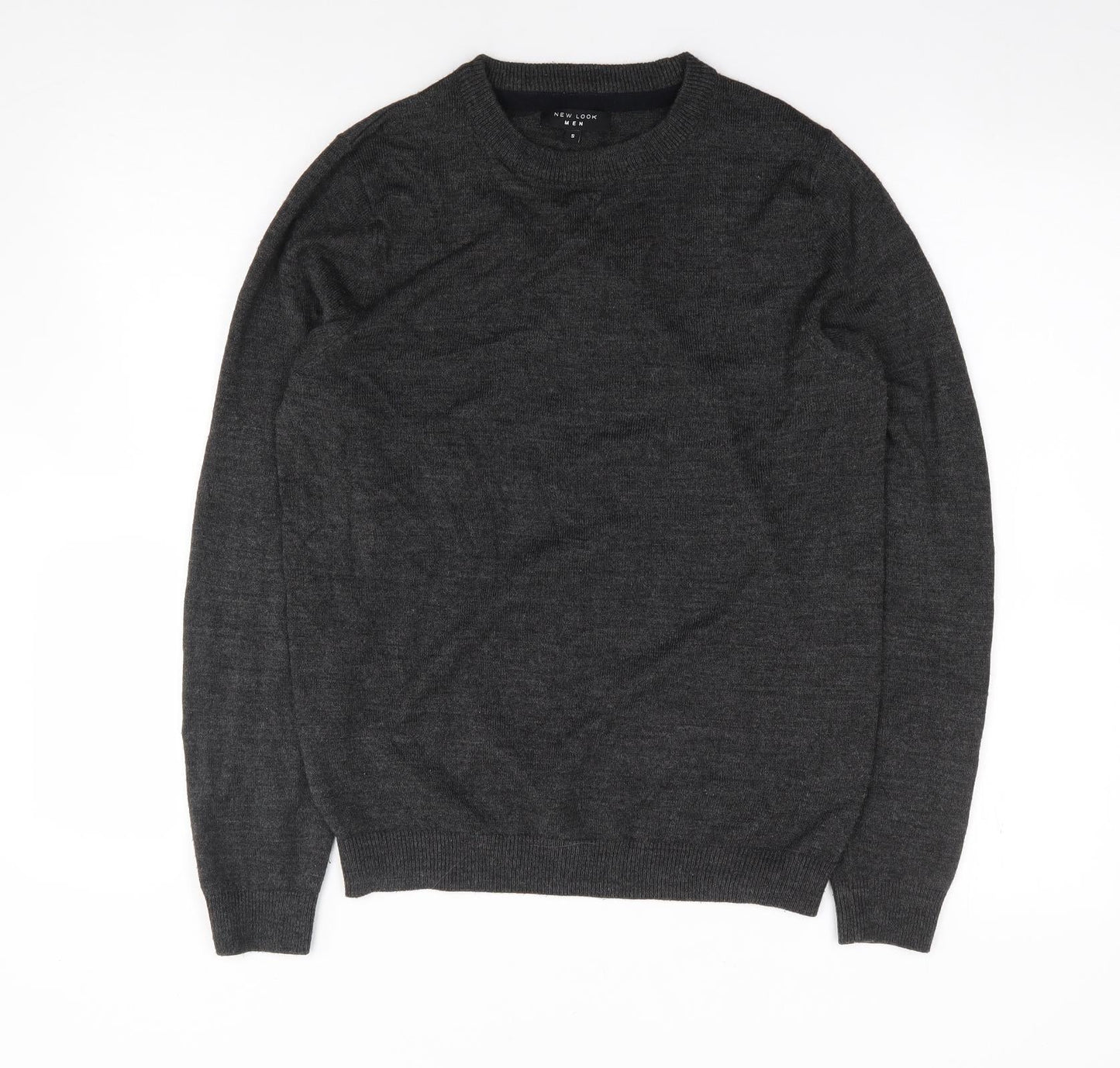 New Look Men Mens Grey Crew Neck  Acrylic Pullover Jumper Size S