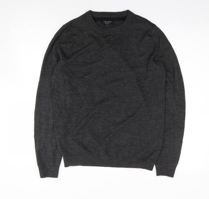 New Look Men Mens Grey Crew Neck  Acrylic Pullover Jumper Size S
