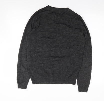 New Look Men Mens Grey Crew Neck  Acrylic Pullover Jumper Size S
