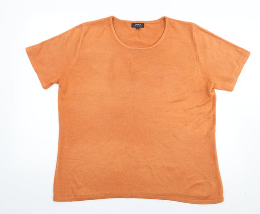 Papaya Womens Orange  Acrylic Jersey T-Shirt Size 20 Crew Neck