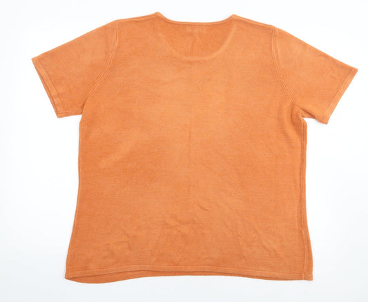 Papaya Womens Orange  Acrylic Jersey T-Shirt Size 20 Crew Neck