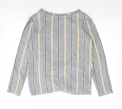 F&F Womens Grey Crew Neck Striped Polyester Pullover Jumper Size 12