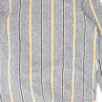 F&F Womens Grey Crew Neck Striped Polyester Pullover Jumper Size 12