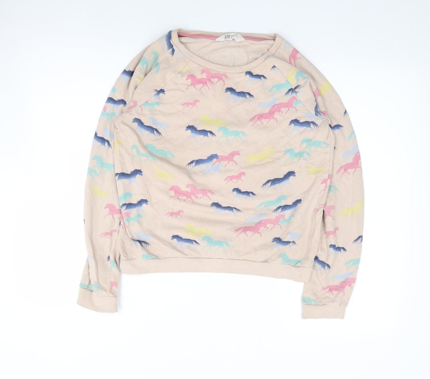 H&M Girls Multicoloured Geometric 100% Cotton Pullover Sweatshirt Size 15 Years  Pullover - Unicorn