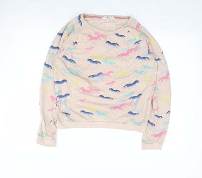 H&M Girls Multicoloured Geometric 100% Cotton Pullover Sweatshirt Size 15 Years  Pullover - Unicorn