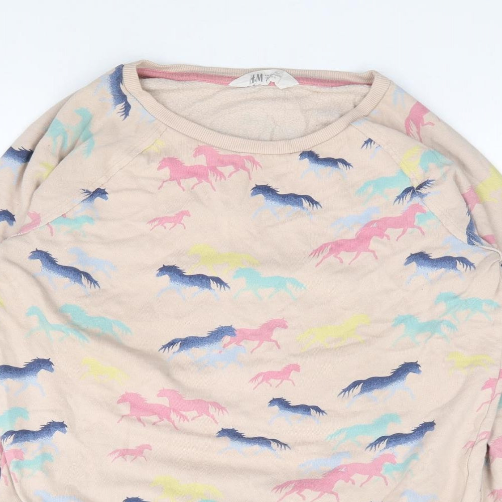 H&M Girls Multicoloured Geometric 100% Cotton Pullover Sweatshirt Size 15 Years  Pullover - Unicorn